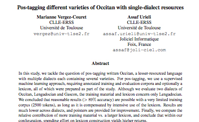 Pos-tagging different varieties of Occitan with single-dialect resources