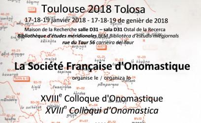 XVVIIIe colloque d'onomastique Ã  Toulouse